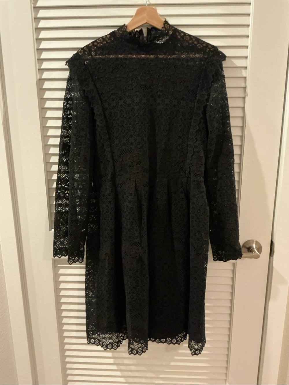 & Other Stories Black Lace Mock Neck Knee Length Dress Size 10 Formal